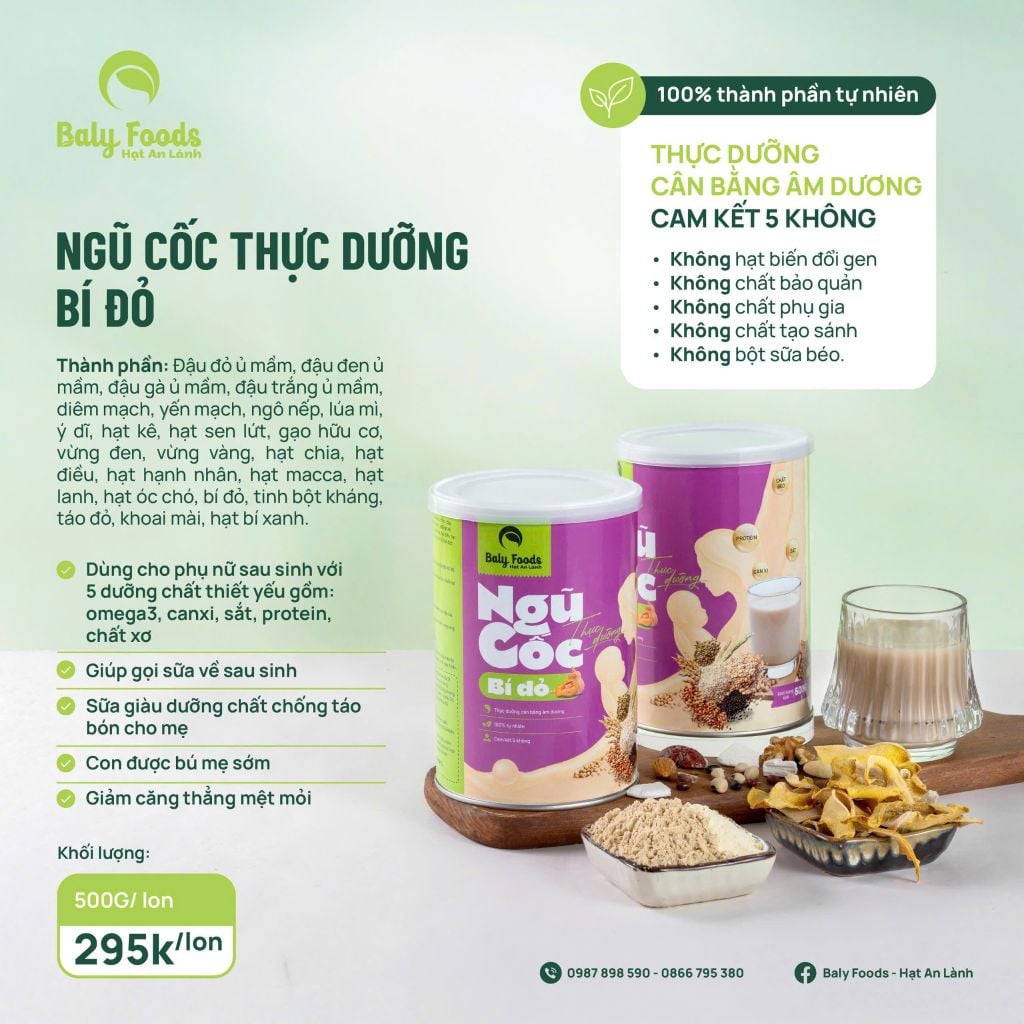 Ngũ Cốc Thực Dưỡng Bí Đỏ BalyFoods Hũ 500g - Thực Phẩm Bổ Sung Dinh Dưỡng Cho Mẹ Bầu, Sau Sinh, Người Già, Người Tiểu Đường, Ăn Chay, Ăn Kiêng, Eat Clean, Healthy, Tốt Cho Tim Mạch