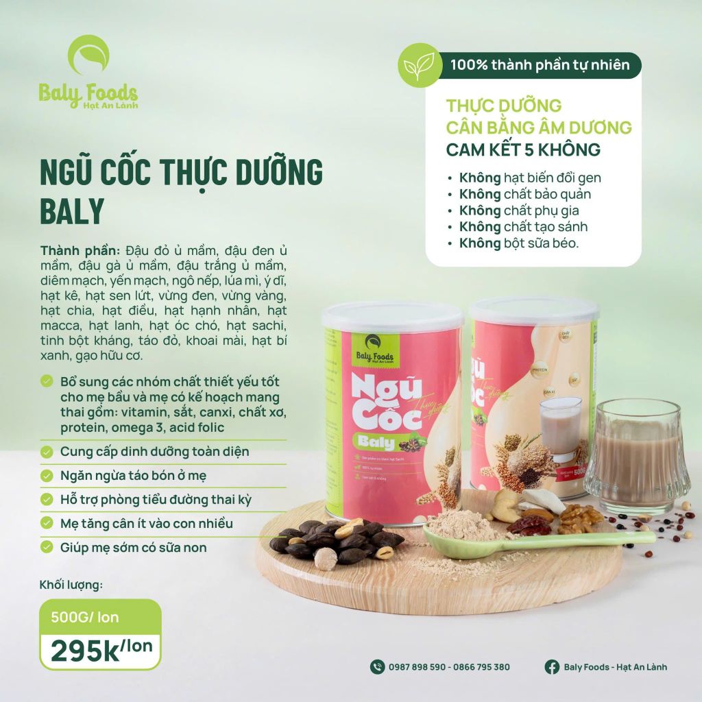 Ngũ Cốc Thực Dưỡng Baly BalyFoods Hũ 500g - Thực Phẩm Bổ Sung Dinh Dưỡng Cho Mẹ Bầu, Sau Sinh, Người Già, Người Tiểu Đường, Ăn Chay, Ăn Kiêng, Eat Clean, Healthy, Tốt Cho Tim Mạch