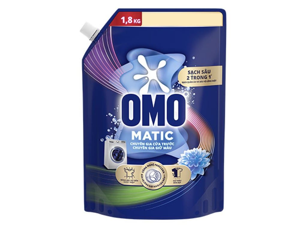  Nước giặt OMO Matic cửa trước chuyên gia giữ màu túi 1.8kg 