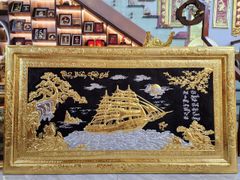 Tranh Thuận Buồm Xuôi Gió Đồng Vàng Dát Vàng Bạc Khung Đồng Kích Thước 230x120cm