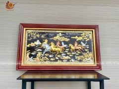 Tranh Đồng Mã Đáo Thành Công dát vàng bạc KT 155x88cm Cm Tranh Thúc Tay