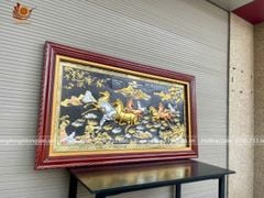 Tranh Đồng Mã Đáo Thành Công dát vàng bạc KT 155x88cm Cm Tranh Thúc Tay