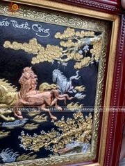 Tranh Đồng Mã Đáo Thành Công dát vàng bạc KT 155x88cm Cm Tranh Thúc Tay