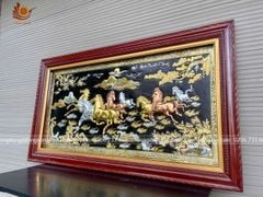 Tranh Đồng Mã Đáo Thành Công dát vàng bạc KT 155x88cm Cm Tranh Thúc Tay