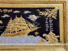 Tranh Thuận Buồm Xuôi Gió Đồng Vàng Dát Vàng Bạc Khung Đồng Kích Thước 230x120cm