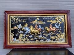 Tranh Đồng Mã Đáo Thành Công dát vàng bạc KT 155x88cm Cm Tranh Thúc Tay