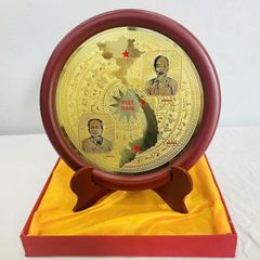 Tranh Quà Tặng - Mặt-Trống-Đồng Bác Hồ, Bác Giáp DK 23Cm