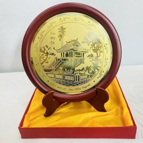 Tranh Quà Tặng - Chùa Một Cột bằng đồng DK 23cm