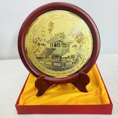 Tranh Quà Tặng - Chùa Một Cột bằng đồng DK 23cm