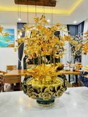 Chậu lan bằng đồng mạ vàng 24K 10 cành