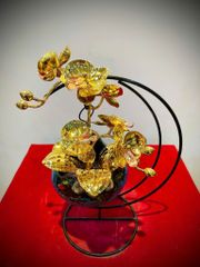 Chậu lan bằng đồng mạ vàng 24K- Quà tặng mạ vàng