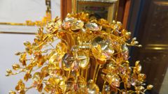 Chậu lan bằng đồng mạ vàng 24K cao 1m48 cả chân đế - Quà tặng mạ vàng