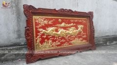 Tranh Đồng Mã Đáo Thành Công Mạ Vàng 24K KT 155x88 Cm Khung Gỗ Hương