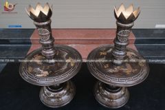 Bộ Đỉnh Đồng Ngũ Sự Đồng Đỏ Khảm Tam Khí Song Long Chầu Nguyệt Cao 60 Cm (hàng VIP có vàng 9999)