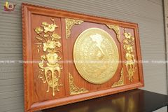 Tranh Trống Đồng Lục Bình Hoa Sen Kích Thước 147x87cm Khung Chữ Nhật