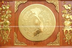 Tranh Trống Đồng Lục Bình Hoa Sen Kích Thước 147x87cm Khung Chữ Nhật
