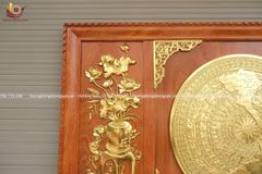 Tranh Trống Đồng Lục Bình Hoa Sen Kích Thước 147x87cm Khung Chữ Nhật