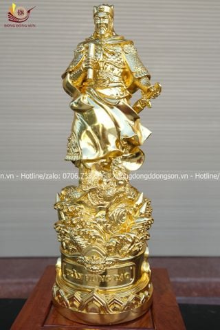 Tượng Đồng Trần Quốc Tuấn Bằng Đồng Vàng cao 50 Cm dát vàng