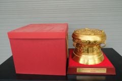 Trống Đồng vàng  Đường Kính 30Cm - Dát Vàng 18K - Chất Liệu Đồng Vàng