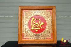 Tranh Chữ - Chữ Lộc  Kích Thước 70x70 - Khung Hương Đá