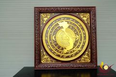 Tranh Trống Đồng - Khung Vuông- KT 81x81 Gỗ Gõ Đỏ