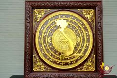 Tranh Trống Đồng - Khung Vuông- KT 81x81 Gỗ Gõ Đỏ