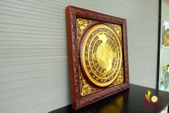 Tranh Trống Đồng - Khung Vuông- KT 81x81 Gỗ Gõ Đỏ