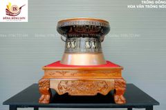 Trống Đồng Đông Sơn Đồng Đỏ Đường Kính 90cm + Đế Hộp Kính - Hoa Văn Ngọc Lũ Họa Tiết Nổi