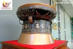 Trống Đồng Đông Sơn Đồng Đỏ Đường Kính 60cm + Đế Hộp Kính - Hoa Văn Ngọc Lũ Họa Tiết Nổi