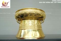 Trống Đồng Đông Sơn Đồng Đỏ, Đường Kính 40cm - Hoa Văn Ngọc Lũ Họa Tiết Nổi Dát Vàng