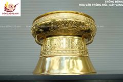 Trống Đồng Đông Sơn Đồng Đỏ, Đường Kính 40cm - Hoa Văn Ngọc Lũ Họa Tiết Nổi Dát Vàng