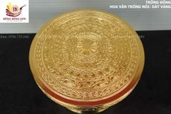 Trống Đồng Đông Sơn Đồng Đỏ, Đường Kính 40cm - Hoa Văn Ngọc Lũ Họa Tiết Nổi Dát Vàng