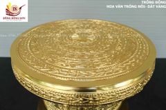 Trống Đồng Đông Sơn Đồng Đỏ, Đường Kính 40cm - Hoa Văn Ngọc Lũ Họa Tiết Nổi Dát Vàng