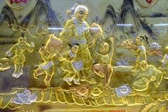 Tranh Mừng Thọ Bằng Đồng, Mừng Thọ Cụ Bà Đồng Vàng Xước Dát - Kích Thước 170x90 Cm, Khung Trơn