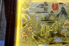 Tranh Mừng Thọ Bằng Đồng, Mừng Thọ Cụ Bà Đồng Vàng Xước Dát - Kích Thước 170x90 Cm, Khung Trơn