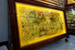 Tranh Mừng Thọ Bằng Đồng, Mừng Thọ Cụ Bà Đồng Vàng Xước Dát - Kích Thước 170x90 Cm, Khung Trơn