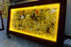 Tranh Mừng Thọ Bằng Đồng, Mừng Thọ Cụ Bà Đồng Vàng Xước Dát - Kích Thước 170x90 Cm, Khung Trơn