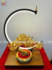 Chậu hoa mai bằng đồng mạ vàng 24K - Quà tặng mạ vàng