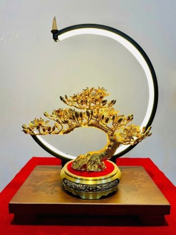 Chậu hoa mai bằng đồng mạ vàng 24K - Quà tặng mạ vàng