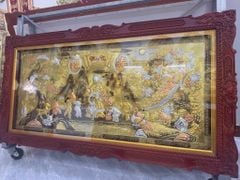 Tranh Mừng Thọ Bằng Đồng, Mừng Thọ Cụ Bà Đồng Vàng Xước Dát - Kích Thước 170x90 Cm