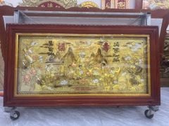Tranh Mừng Thọ Bằng Đồng, Mừng Thọ Cụ Bà Đồng Vàng Xước Dát - Kích Thước 170x90 Cm, Khung Trơn