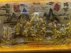 Tranh Mừng Thọ Bằng Đồng, Mừng Thọ Cụ Bà Đồng Vàng Xước Dát - Kích Thước 170x90 Cm, Khung Trơn