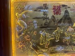 Tranh Mừng Thọ Bằng Đồng, Mừng Thọ Cụ Bà Đồng Vàng Xước Dát - Kích Thước 170x90 Cm, Khung Trơn