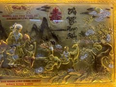 Tranh Mừng Thọ Bằng Đồng, Mừng Thọ Cụ Bà Đồng Vàng Xước Dát - Kích Thước 170x90 Cm, Khung Trơn