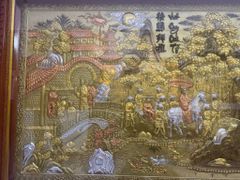 Tranh Đồng Vinh Quy Bái Tổ Đồng Vàng - Kích Thước 230*120Cm Khung Gỗ Sồi