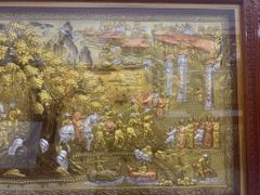 Tranh Đồng Vinh Quy Bái Tổ Đồng Vàng - Kích Thước 230*120Cm Khung Gỗ Sồi