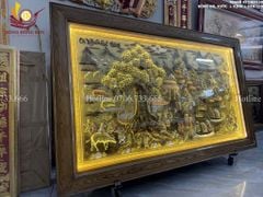 Tranh Đồng Quê Cội Nguồn Quê Hương Nền Vàng Cạo Xước Khung Trơn KT 255 -155cm