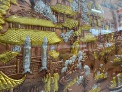 Tranh Cội Nguồn Quê Hương Đồng Đỏ Cạo Xước Dát Vàng Khung Trơn Xoắn KT 255 -155cm