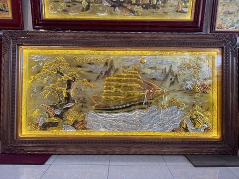 Tranh Thuận Buồm Xuôi Gió- Đồng Vàng Xước Dát- Kích Thước 170x90- Khung Sồi Trơn
