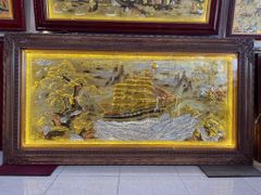 Tranh Thuận Buồm Xuôi Gió- Đồng Vàng Xước Dát- Kích Thước 170x90- Khung Sồi Trơn